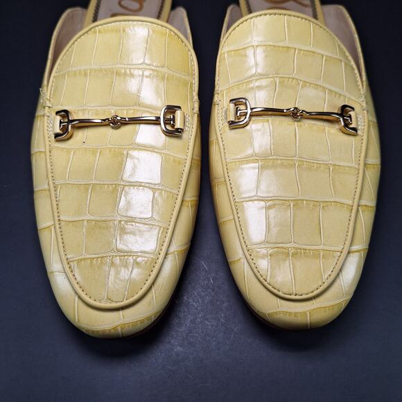 Sam Edelman Laurna Pastel Yellow Crocodile Leather Mule Flats Loafers Women's 9M - Picture 7 of 14